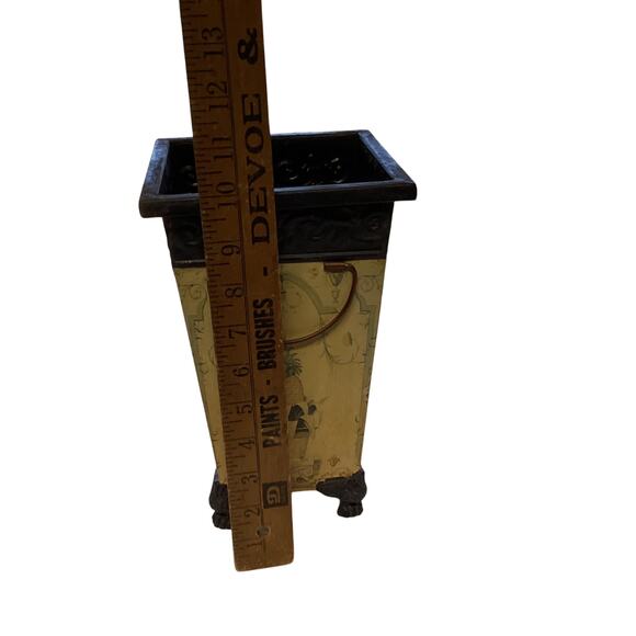 Footed metal planter, yellow, French style, pineapple - Picture 7 of 8